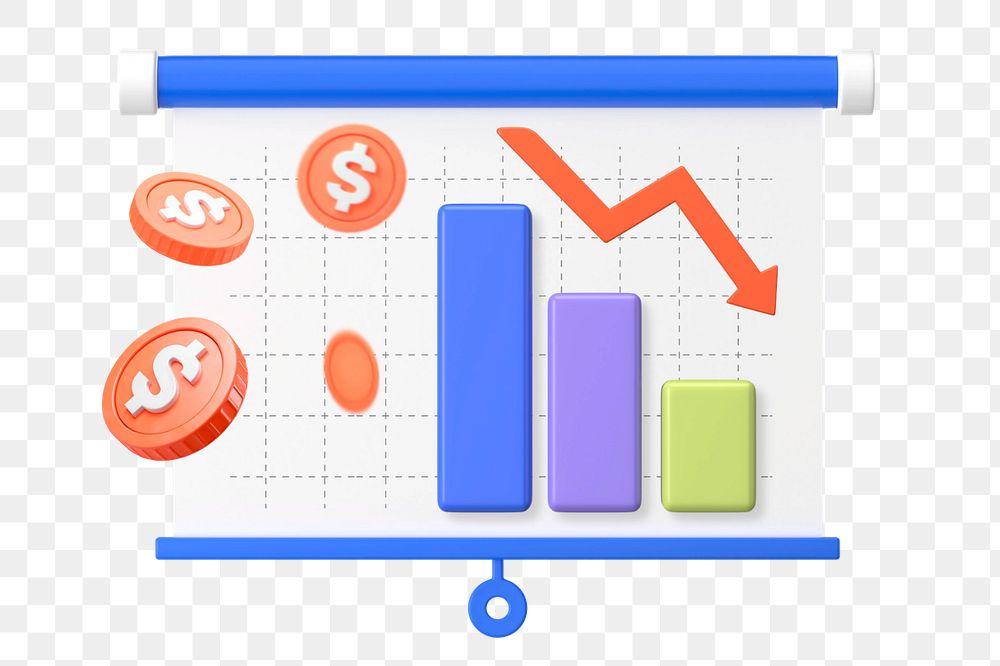 Financial crisis projection 3D sticker, editable graphic remix element