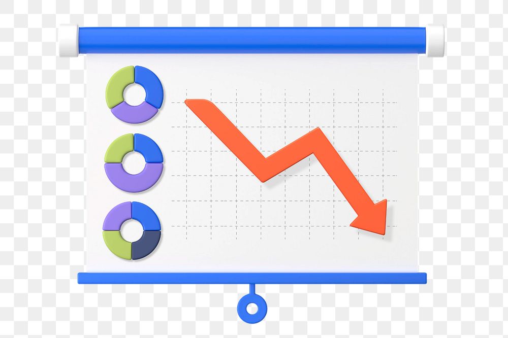 Business loss analysis 3D sticker, editable graphic remix element