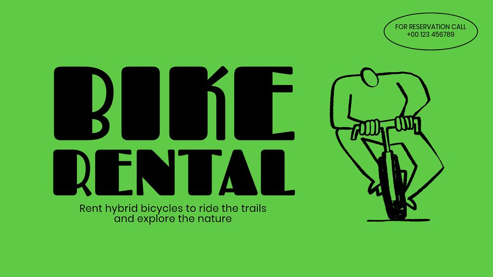 Bike rental YouTube thumbnail template, editable design