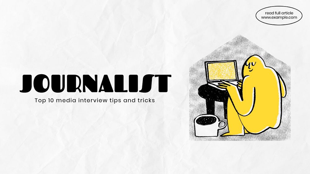 Journalist doodle YouTube thumbnail template, editable design