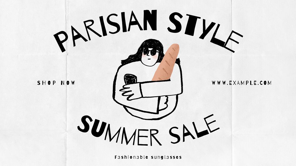 Parisian style blog banner template, editable design