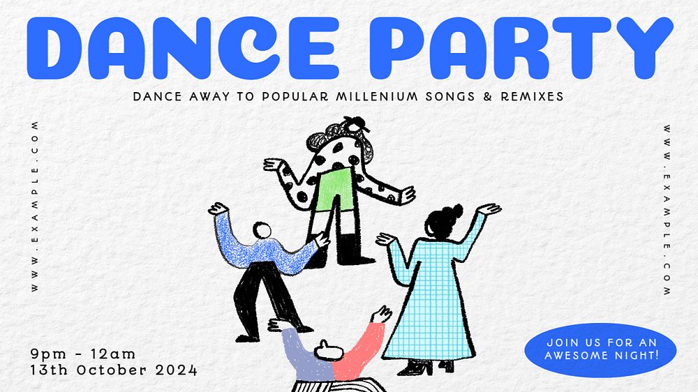 Dance party blog banner template, editable design