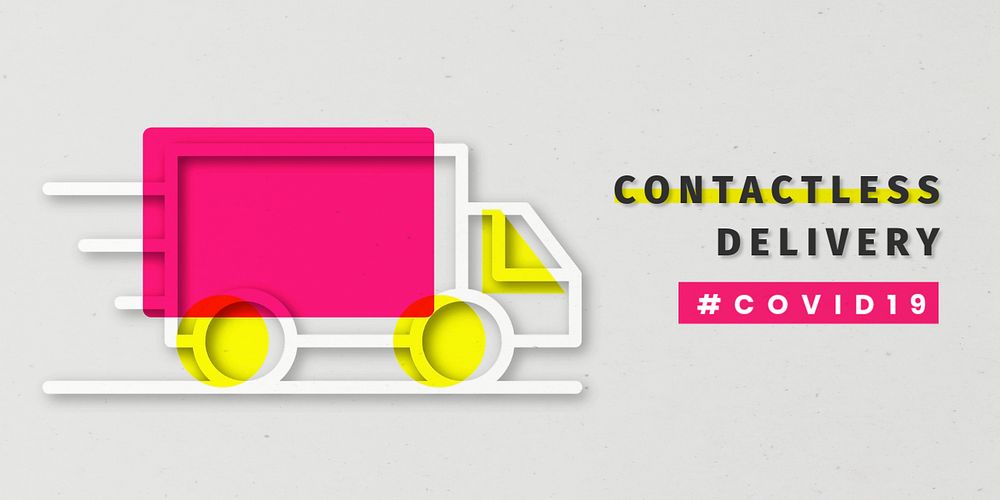 Contactless delivery Twitter ad template, editable design