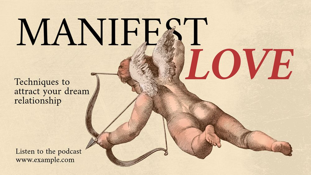 Manifest love blog banner template, editable Art Nouveau design, remixed by rawpixel