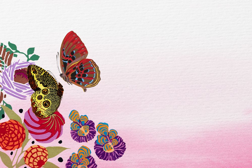 EA. Séguy's butterfly background, editable vintage border, remixed by rawpixel