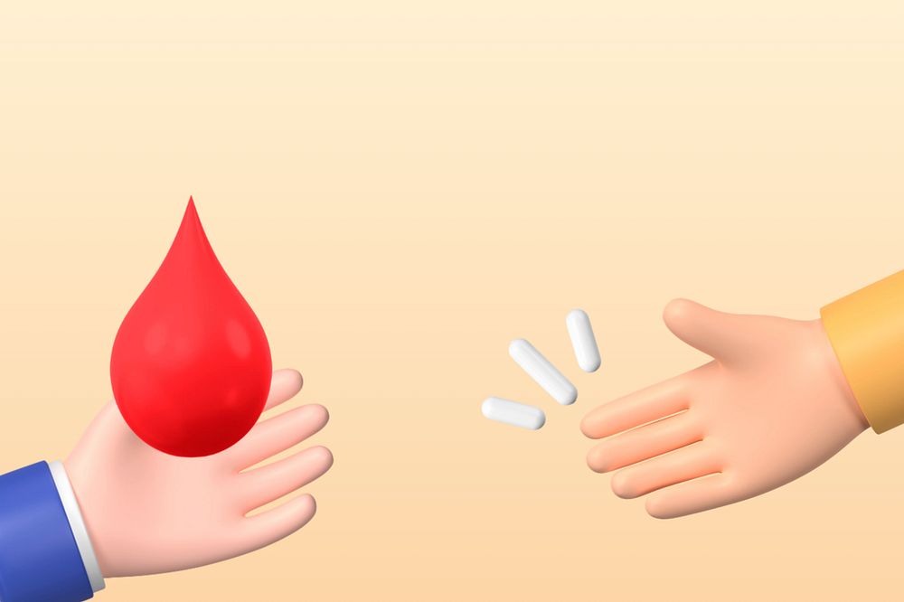 3D blood donation background, charity concept, editable design