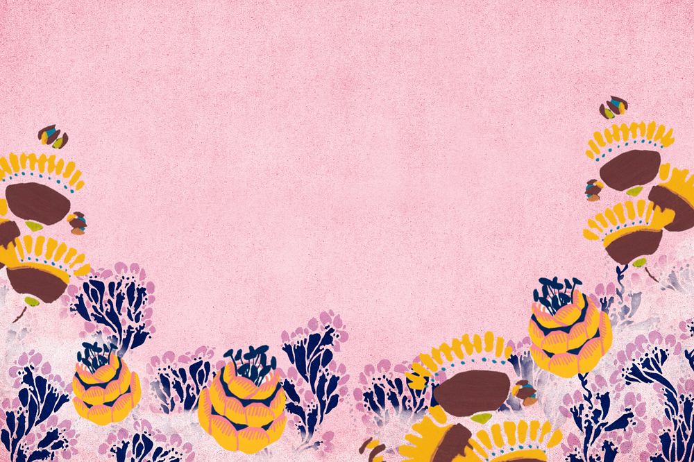 Vintage flower border pink background, editable EA. Séguy's artworks, remixed by rawpixel