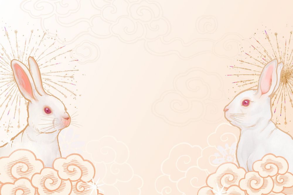 Rabbit New Year background, traditional Chinese, editable design