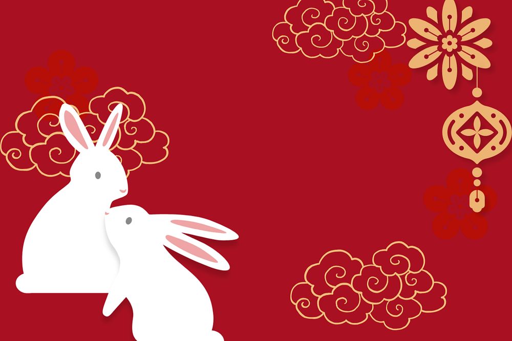 Year of Rabbit background, animal zodiac sign, editable design