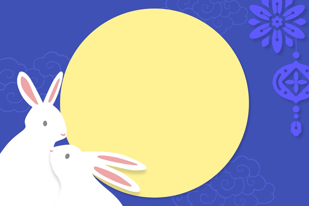 Year of Rabbit desktop wallpaper, animal zodiac frame background, editable design