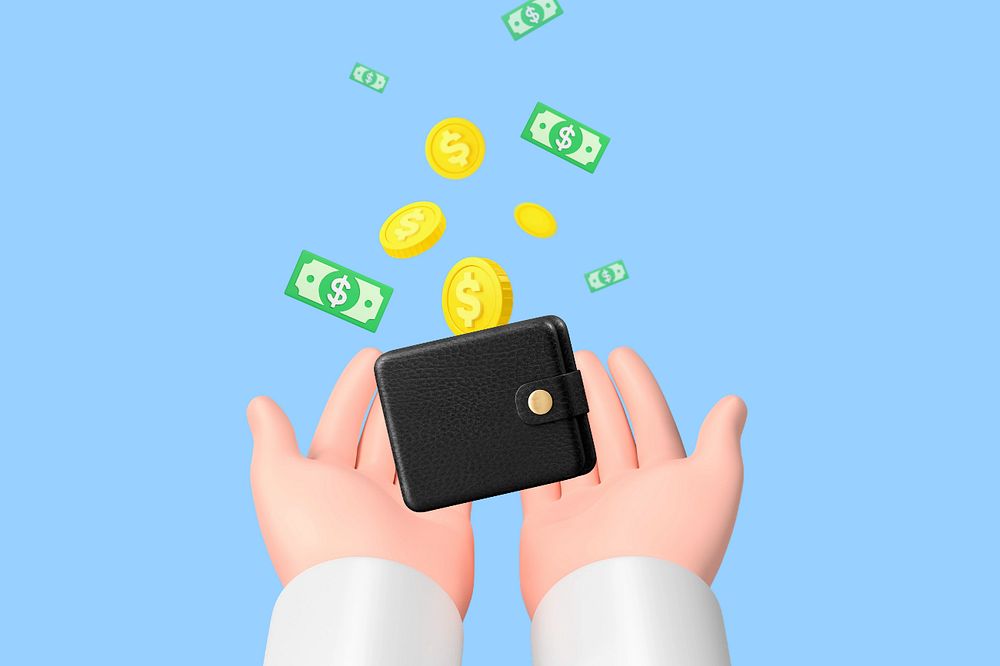 Finance passive income phone wallpaper, 3D hands illustration, editable design