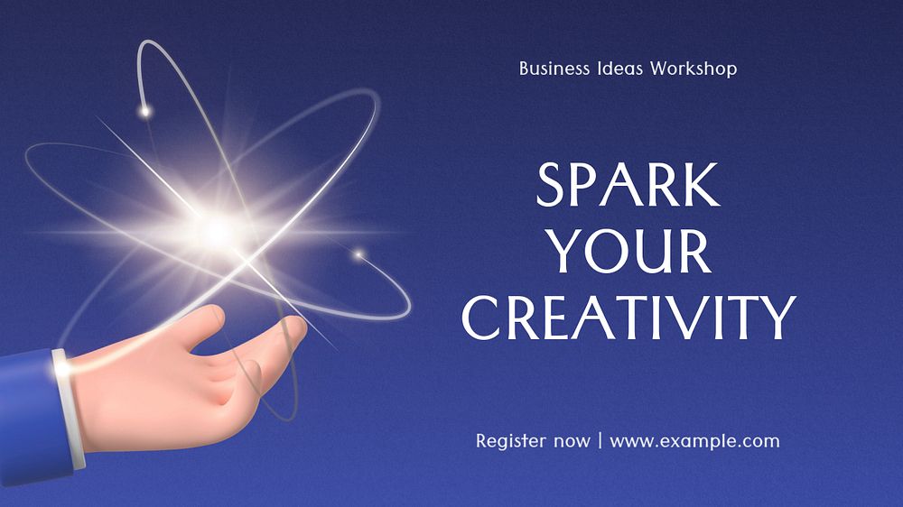 Spark creativity blog banner template, 3D editable design