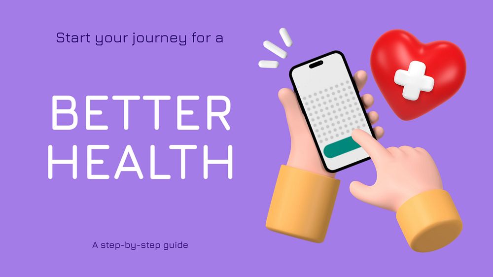 Health tracker blog banner template, 3D editable design