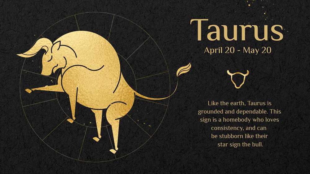 Taurus blog banner template, editable gold Art Nouveau horoscope sign, remixed by rawpixel