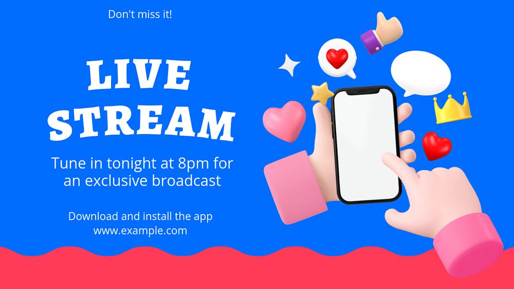 Live stream blog banner template, funky editable design