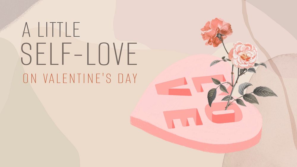 Valentine's self-love blog banner template, editable design