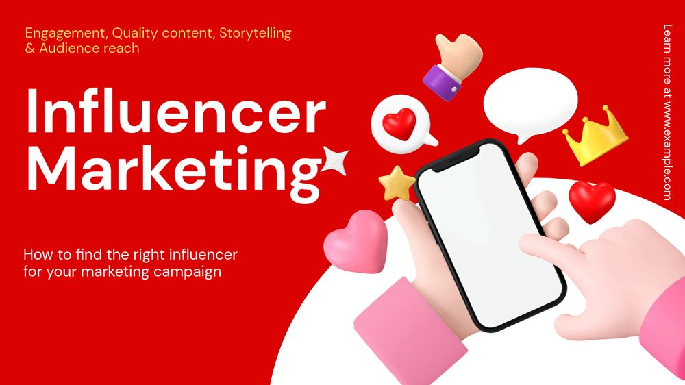 Influencer marketing blog banner template, funky editable design