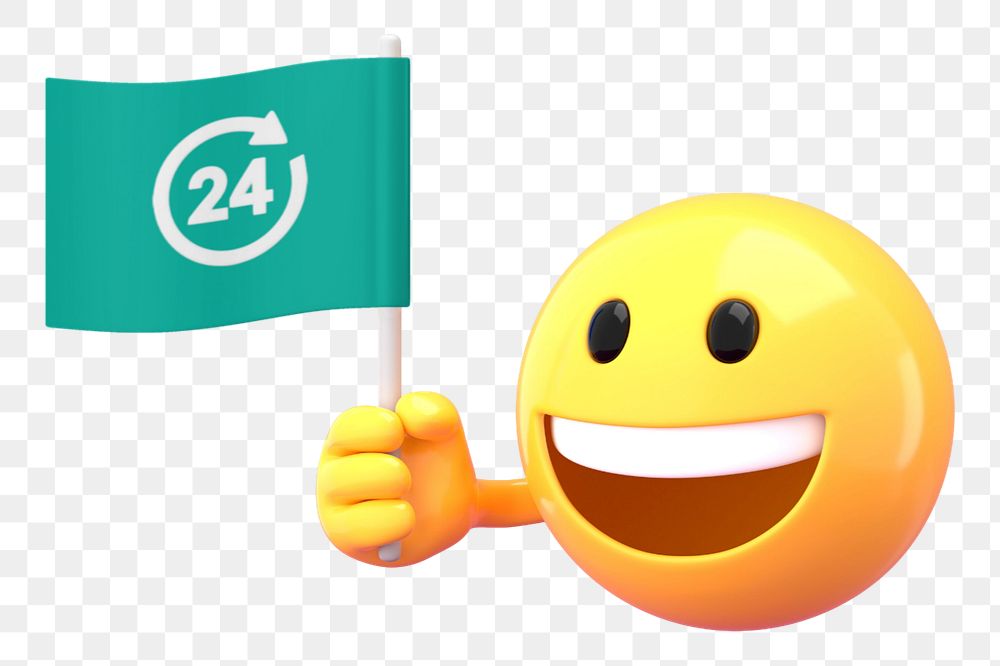 Emoji holding flag mockup, 3D rendered  editable design