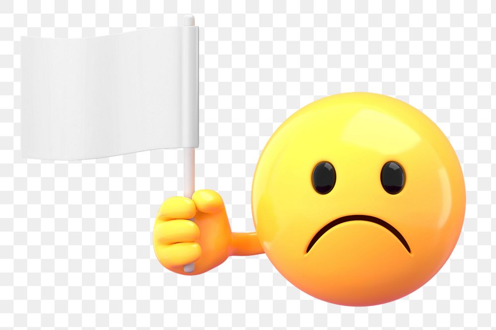 Emoticon holding flag mockup, 3D rendered  editable design