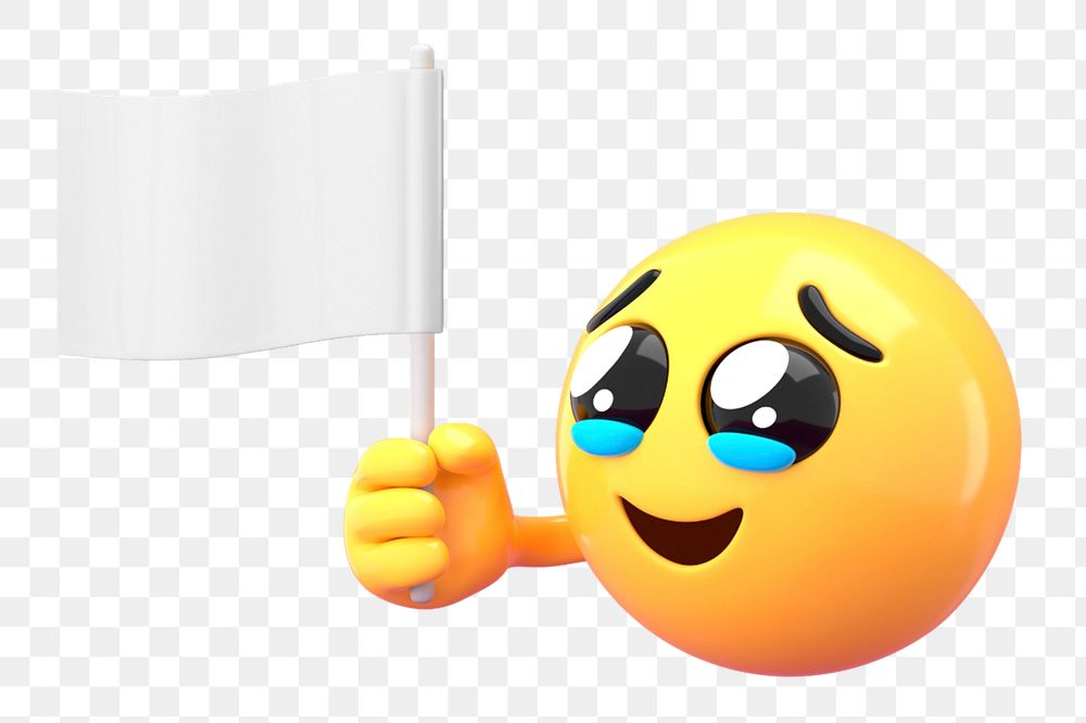 Emoticon holding flag mockup, 3D rendered  editable design