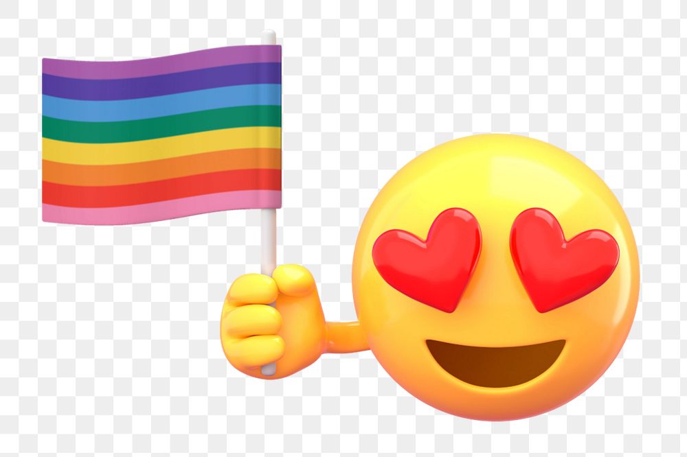 Emoticon holding LGBT flag mockup, 3D rendered  editable design