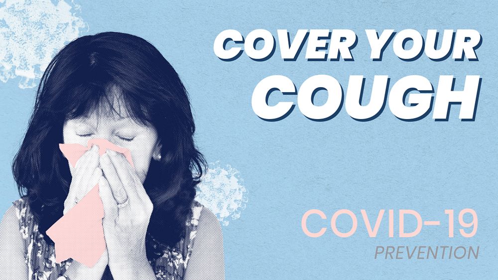 Coughing woman blog banner template, editable design