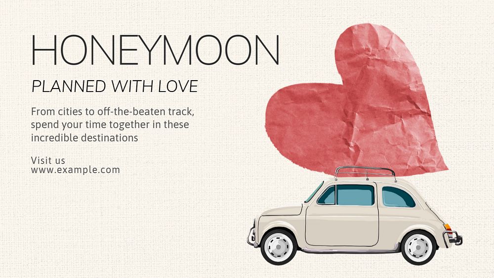 Cute honeymoon Facebook cover template, editable design