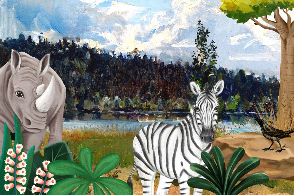 Safari animals animals background, drawing design