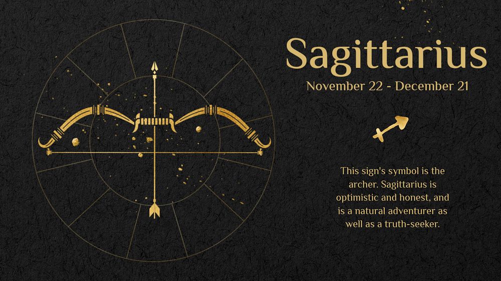 Sagittarius blog banner template, editable gold Art Nouveau horoscope sign, remixed by rawpixel