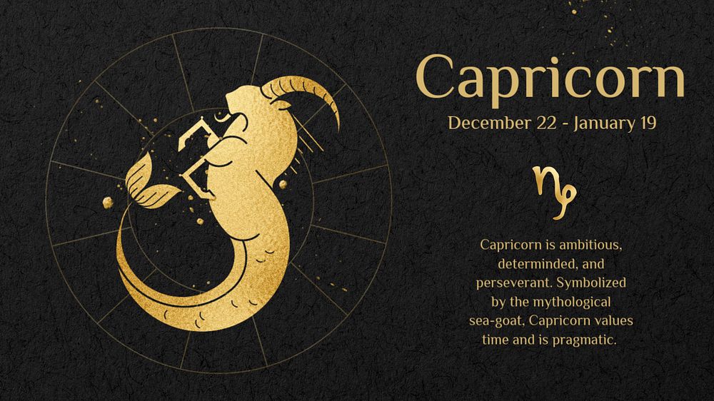 Capricorn blog banner template, editable gold Art Nouveau horoscope sign, remixed by rawpixel