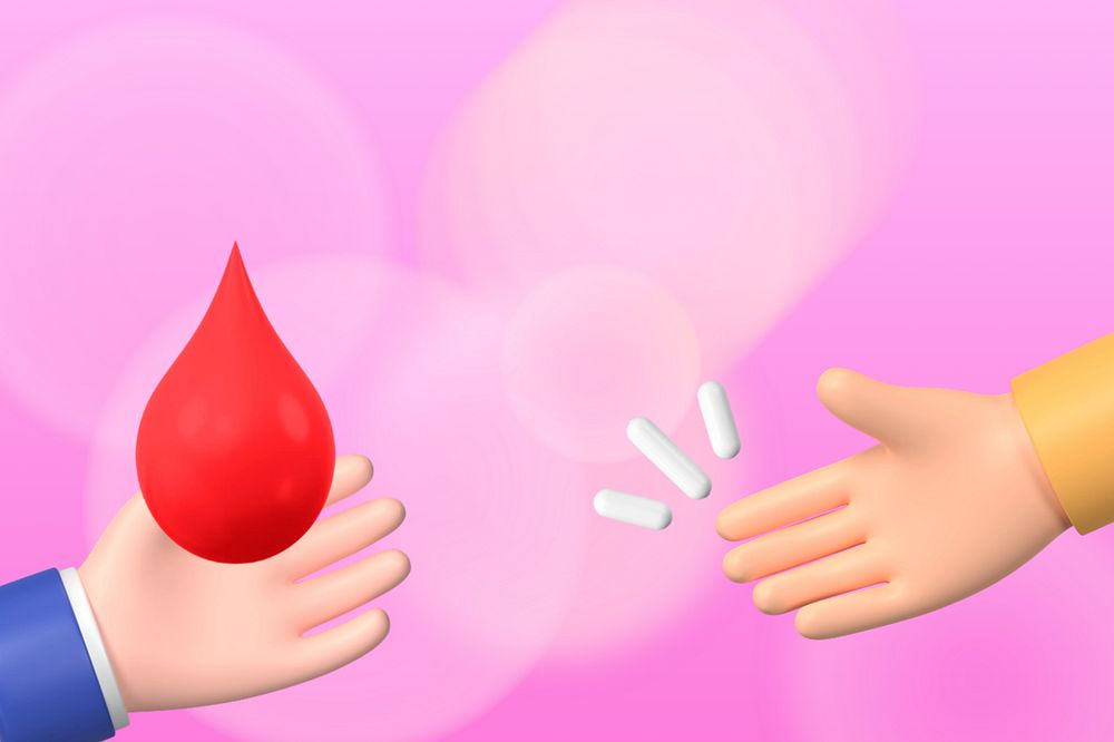 3D blood donation background, charity concept, editable design