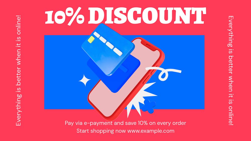 E-payment promotion blog banner template, funky editable design