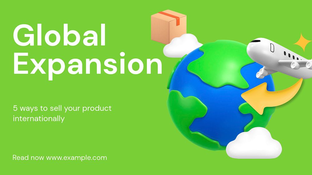 Global expansion blog banner template, funky editable design