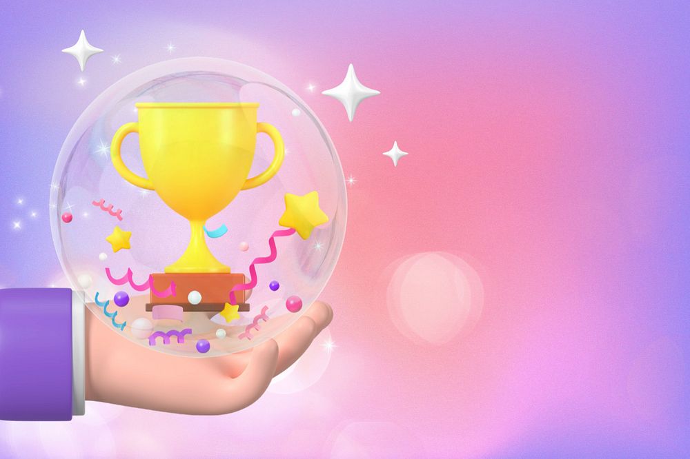 Hand presenting trophy background, business success, editable design