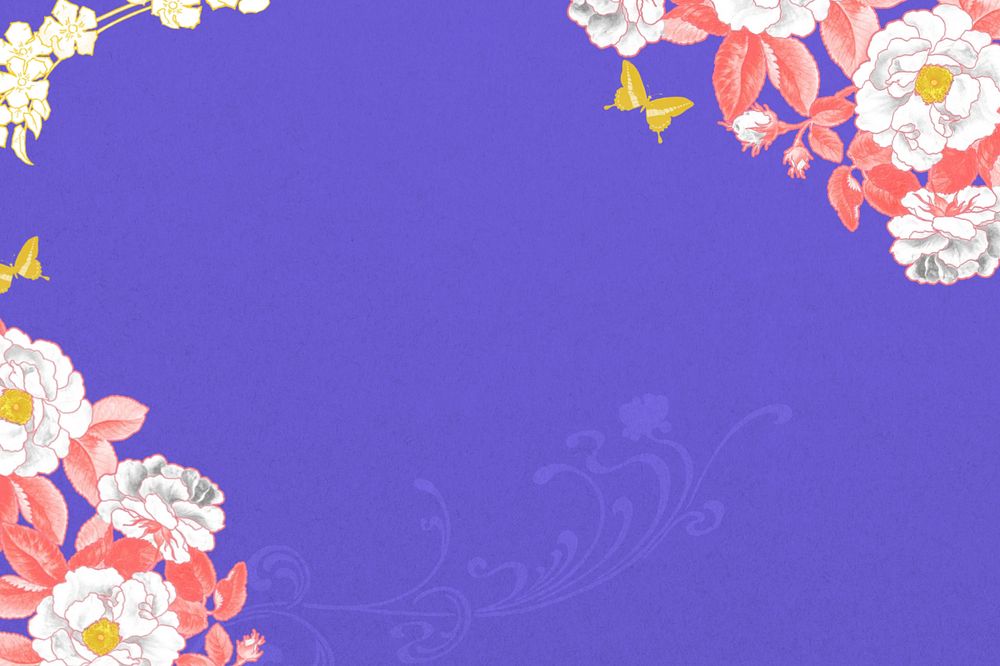 Editable rose border, purple background, remixed by rawpixel