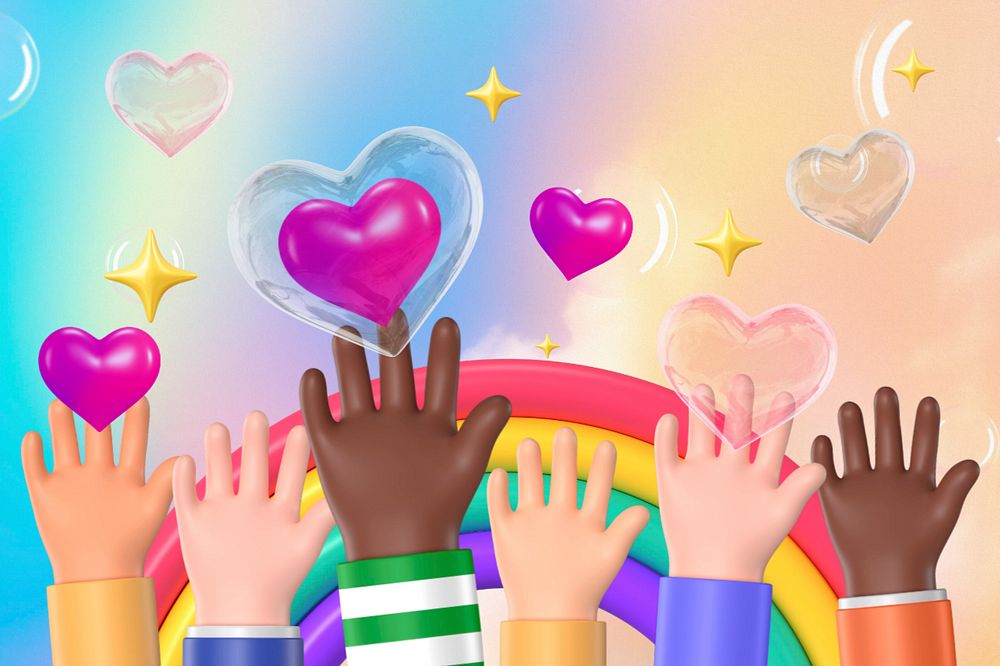 Diverse LGBTQ community background, cute 3D, editable design