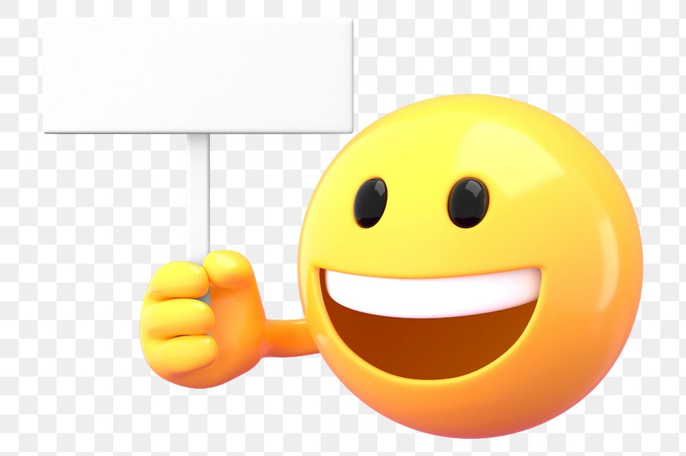 Emoticon holding sign mockup, 3D rendered  editable design