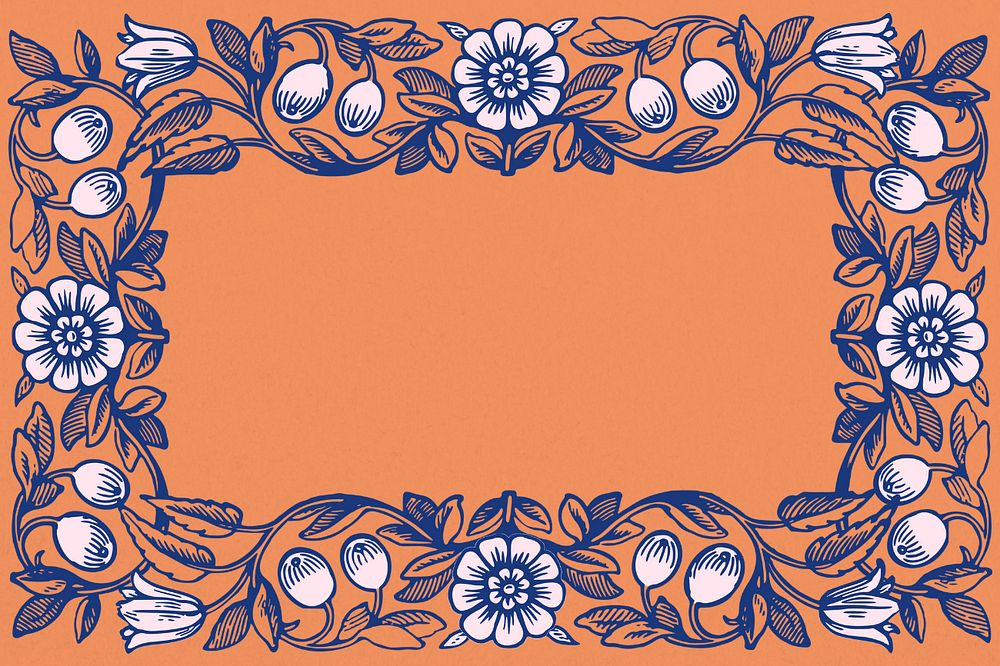 Art nouveau frame background, editable flower ornament design, remixed by rawpixel