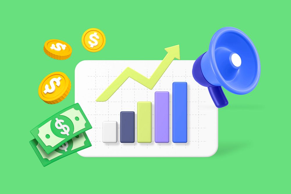 Successful investment background, customizable 3D graphic remix design