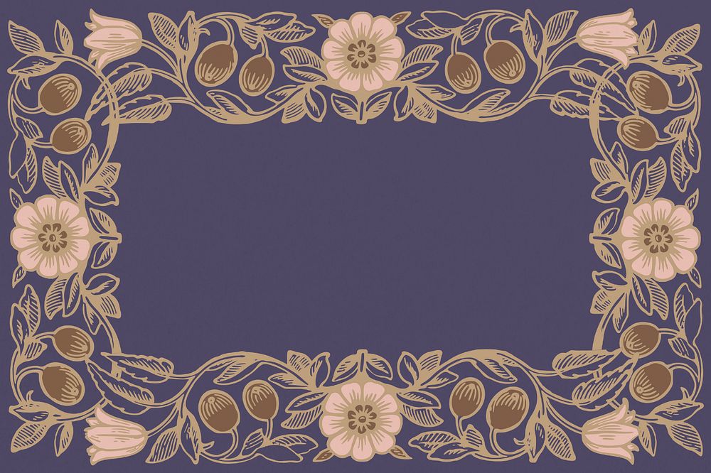 Art nouveau frame background, editable flower ornament design, remixed by rawpixel