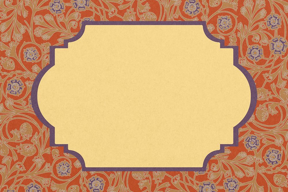 Leafy patterned frame background, editable brown vintage design, remixed by rawpixel