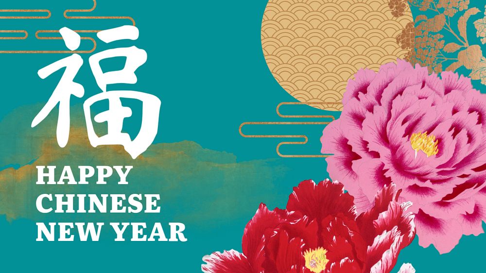Chinese flowers blog banner template, editable design