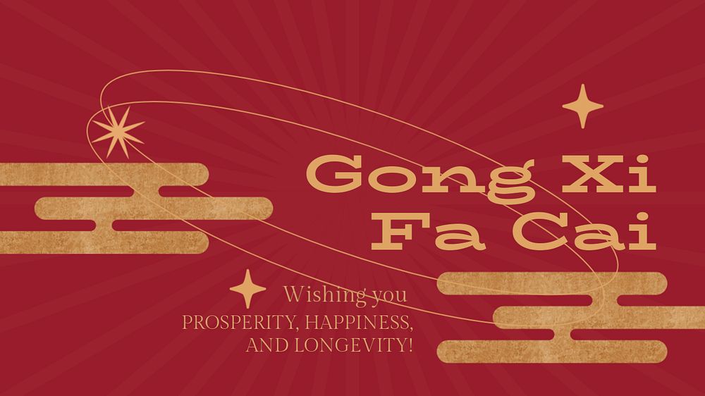 Chinese greeting YouTube thumbnail template, Gong Xi Fa Cai, editable design