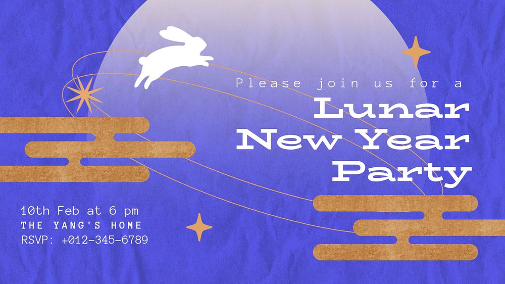 Blue rabbit YouTube thumbnail template, Lunar New Year, editable design