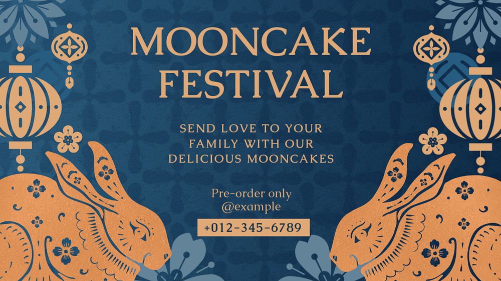 Mooncake festival Facebook cover template, editable design