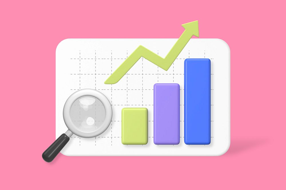 Search data, pink background, customizable 3D graphic remix design