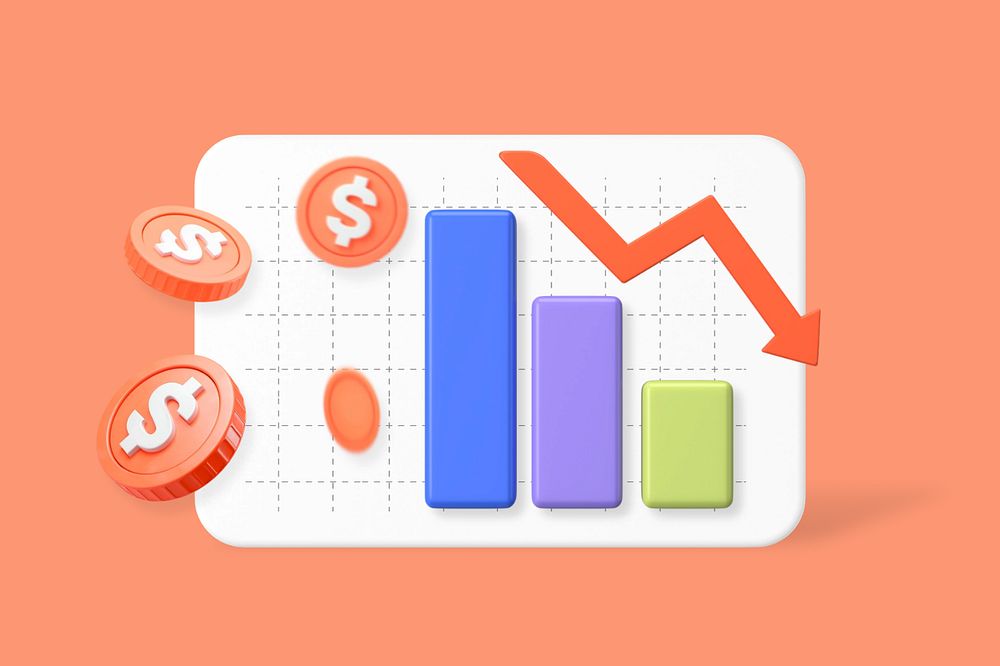 Business loss graph background, customizable 3D graphic remix design