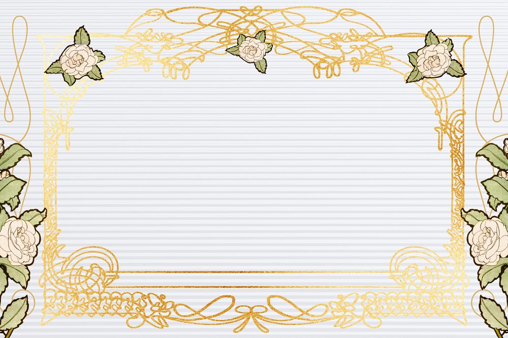 Floral ornament frame background, gold luxury design, remixed by rawpixel, editable design