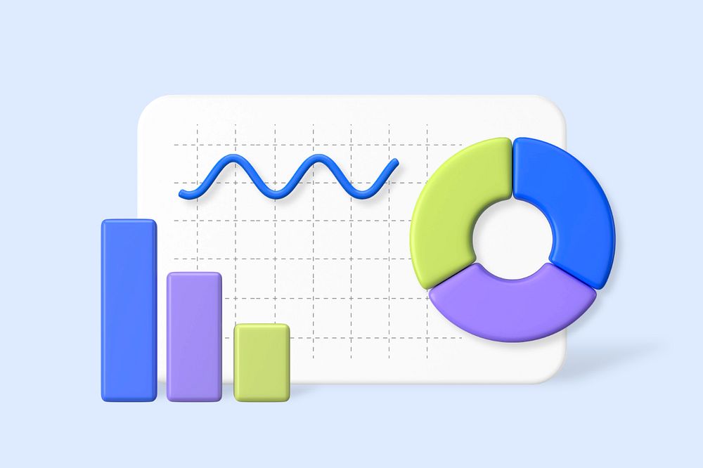 Statistics & graphs, business background, customizable 3D graphic remix design