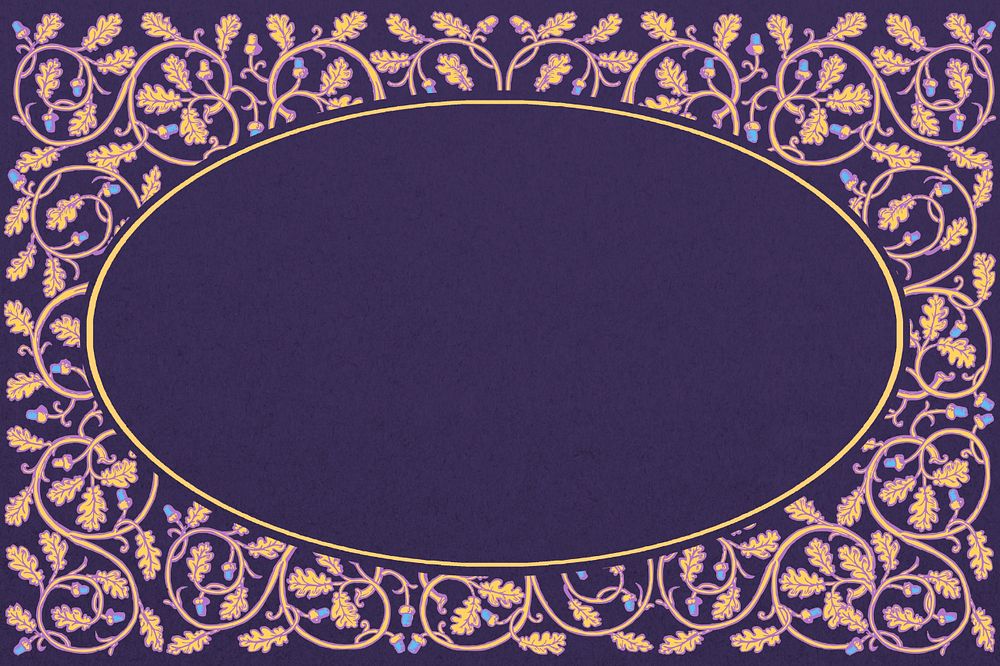 Vintage botanical frame background, editable purple ornate design, remixed by rawpixel